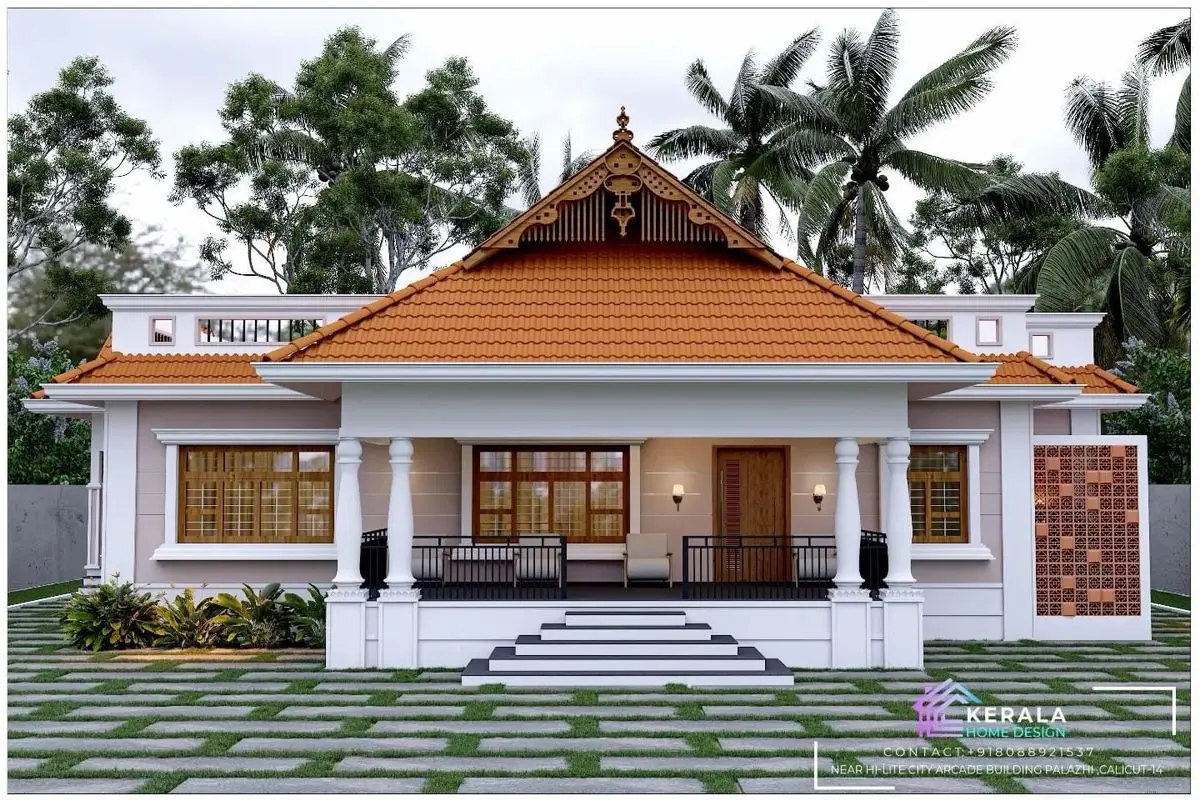 Traditional kerala house with premium roof tiles