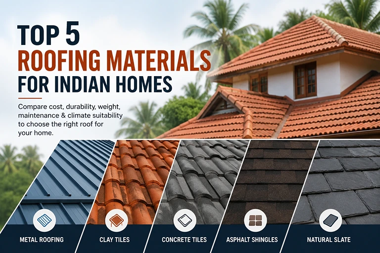 Top 5 roofing materials for Indian homes featured image.