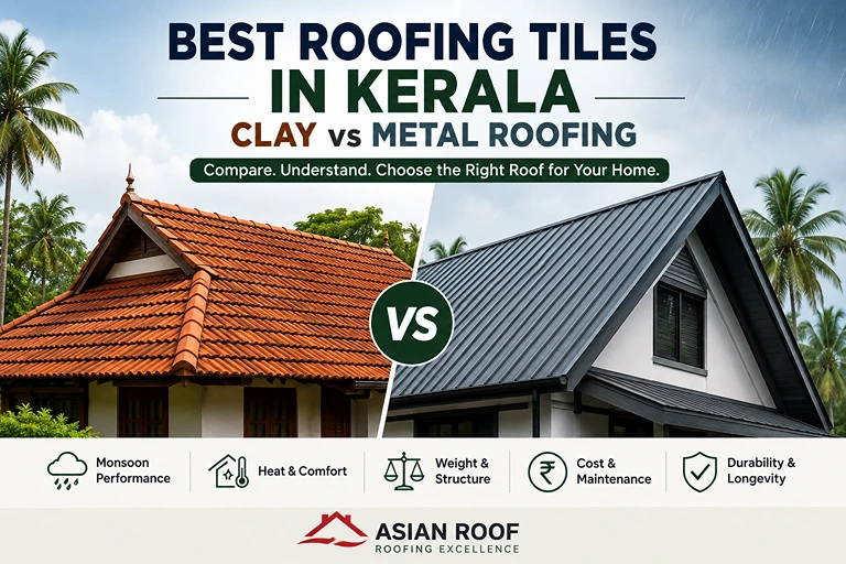 Clay roof tiles vs metal roofing comparison for Kerala homes