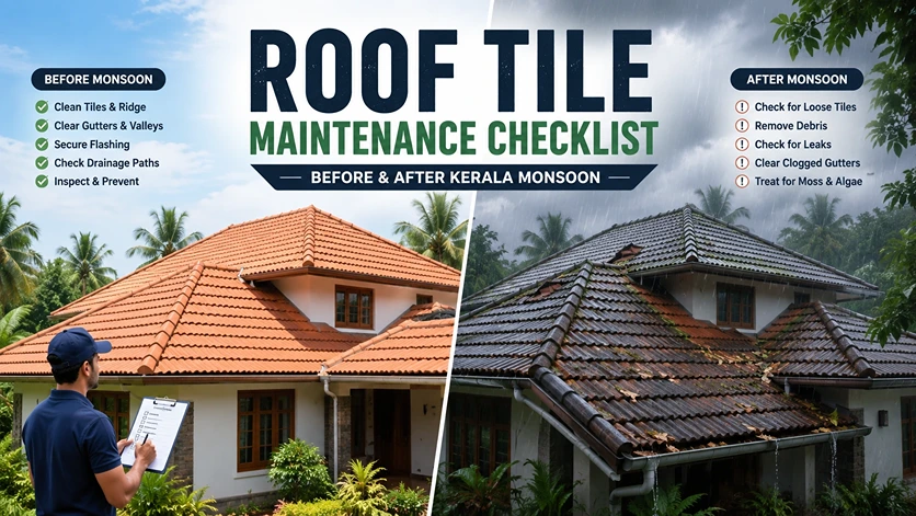 Kerala roof tile maintenance checklist before and after monsoon