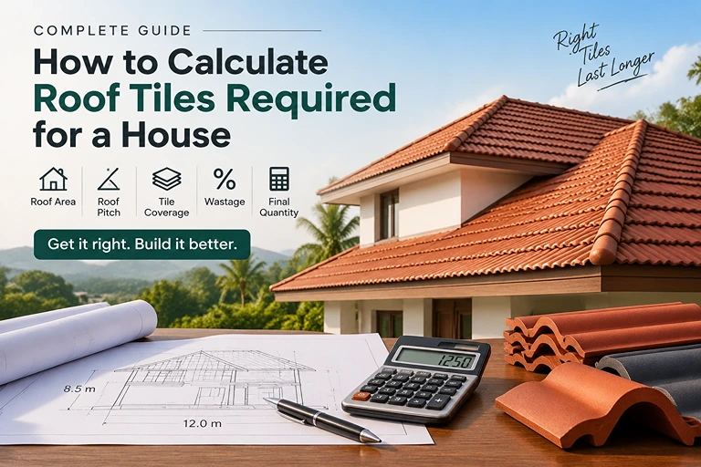 How to calculate roof tiles required for a house using roof area, pitch, and wastage calculation