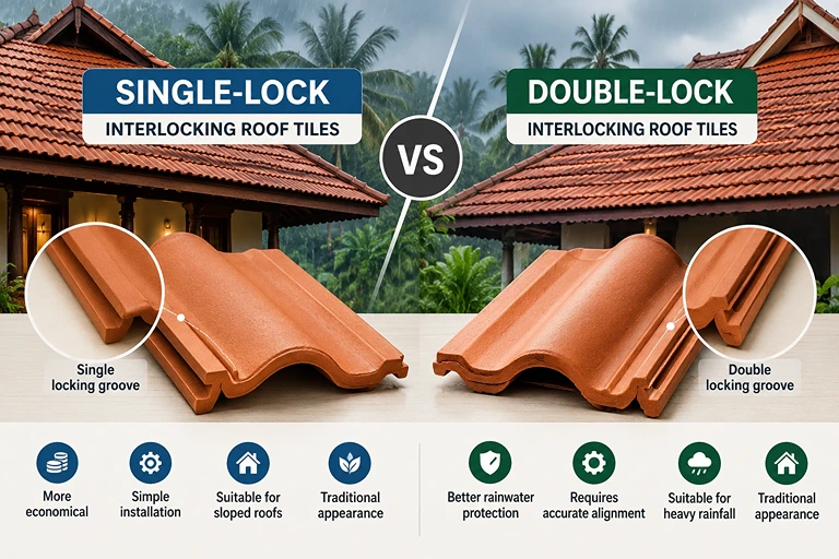 Single-Lock vs Double-Lock Interlocking Roof Tiles – Features and Benefits Comparison.
